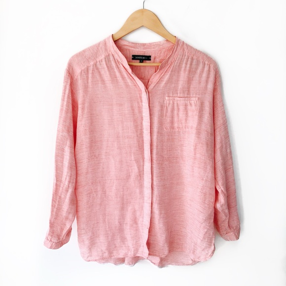 Lafayette 148 Linen Blend Button Down Blouse Top